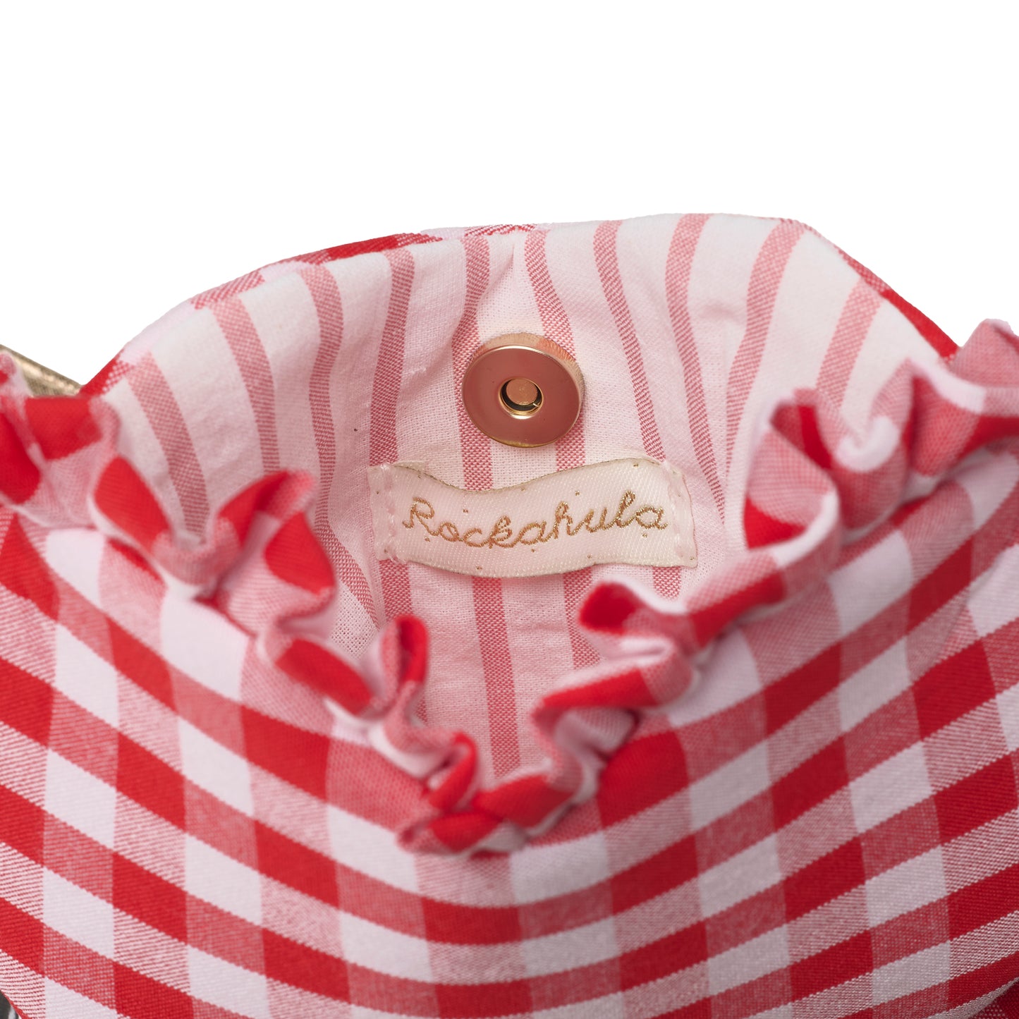 Red Gingham Ruffle Heart Bag