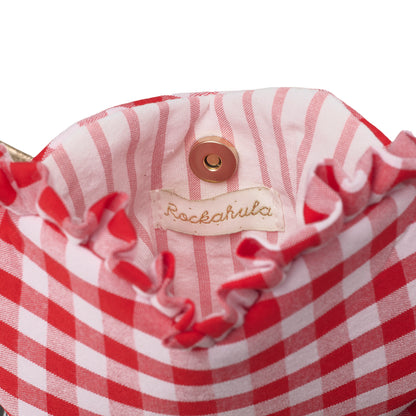 Red Gingham Ruffle Heart Bag