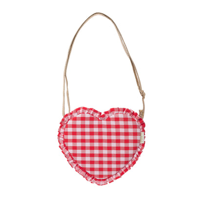 Red Gingham Ruffle Heart Bag