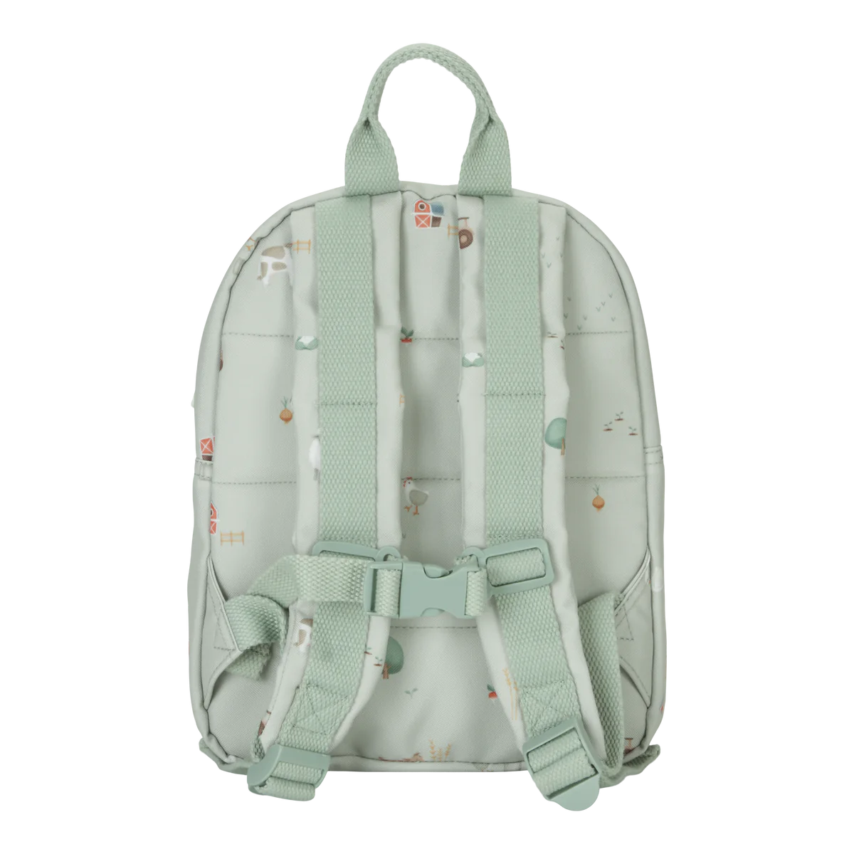 The Little Dutch farm backpack has adjustable, comfortable straps as well as a chest trap