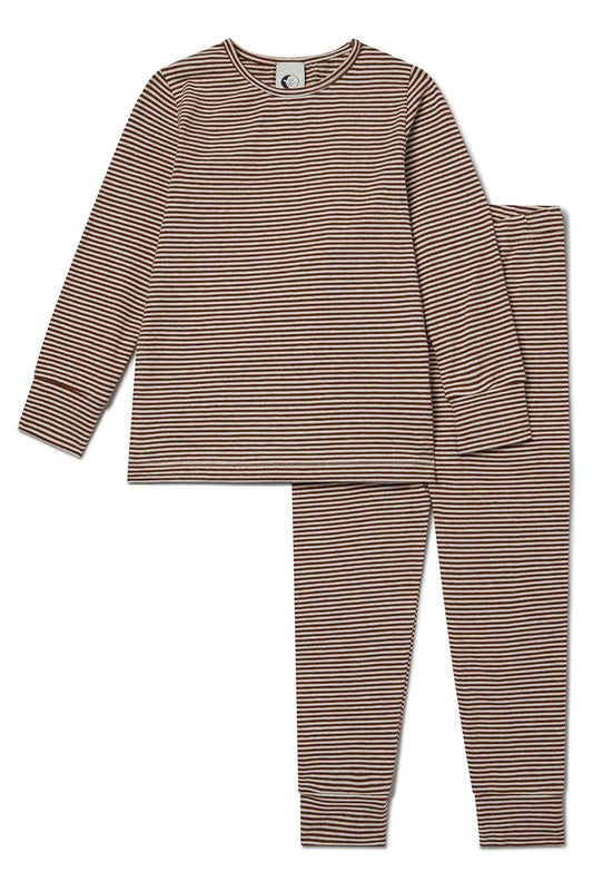 Children’s Slimfit Jersey Pjamas - Chocolate Stripe