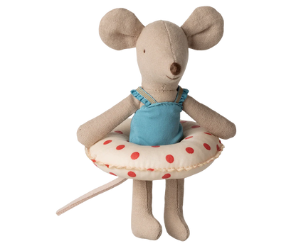Maileg Little Sister Beach Mouse with Float (Red Dots)