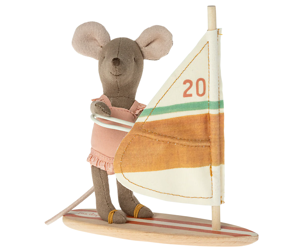 Maileg Little Sister Windsurfer Beach Mouse