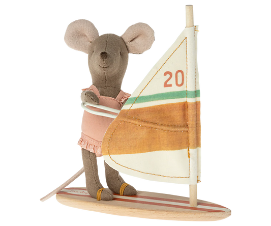 Maileg Little Sister Windsurfer Beach Mouse