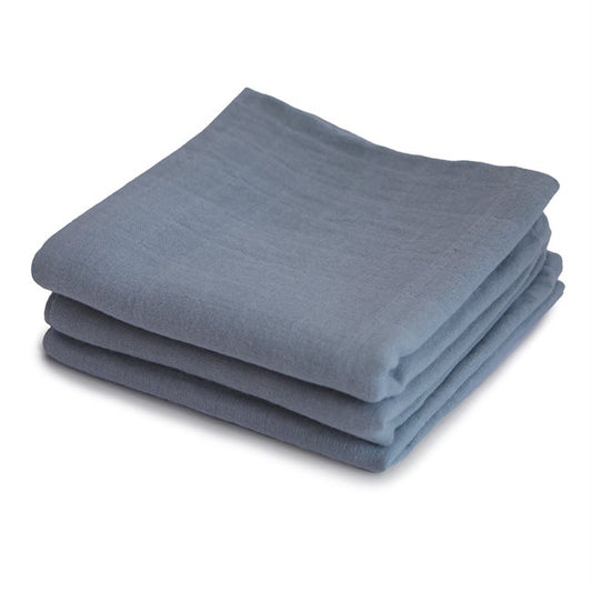 Mushie Muslin Cloth 3 Pack - Tradewinds Blue