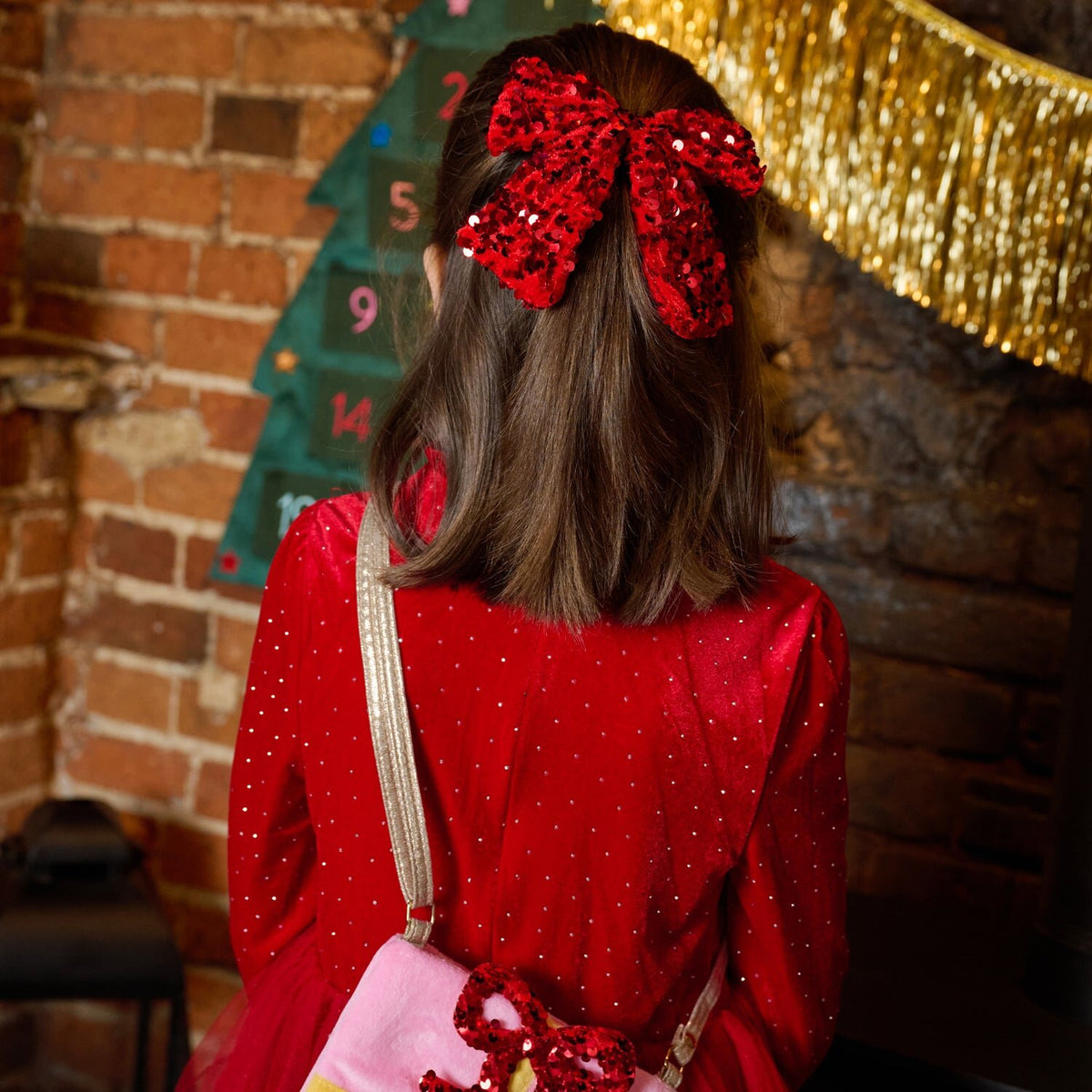 Red Sequin Bow Clip