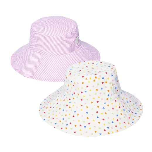 Rainbow Hearts Reversible Sun Hat 3-6 years