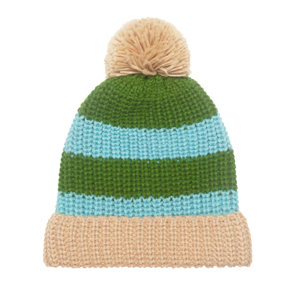 Cosy Striped Knitted Hat Green 3-6 Years