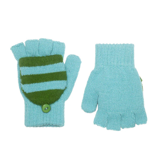 Cosy Striped Knitted Gloves Green 3-6 Years