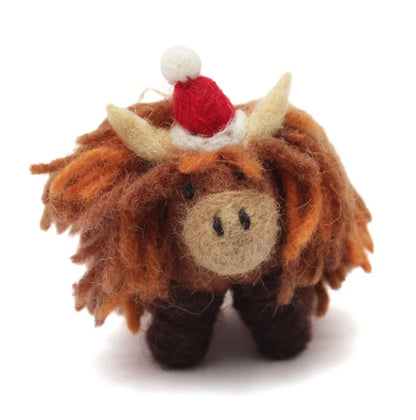Mini Highland Cow Christmas Tree Decoration
