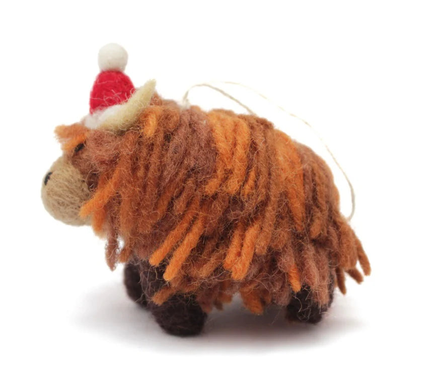 Mini Highland Cow Christmas Tree Decoration