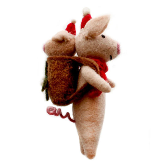 Christmas Pig with Piglet Tree Decoration