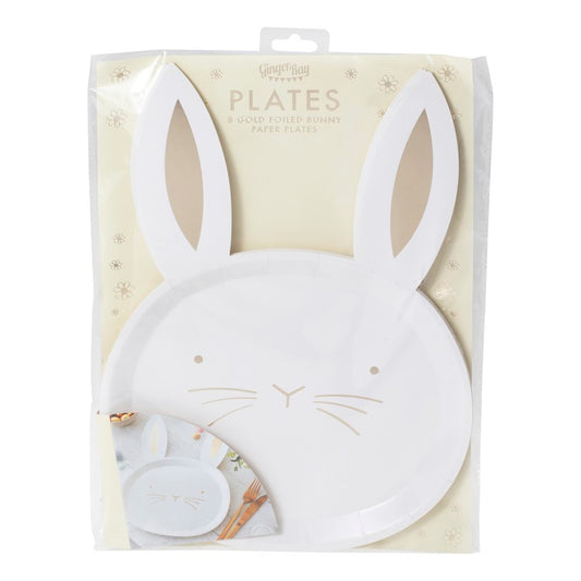 Gold Foiled Easter Bunny Paper Plates
