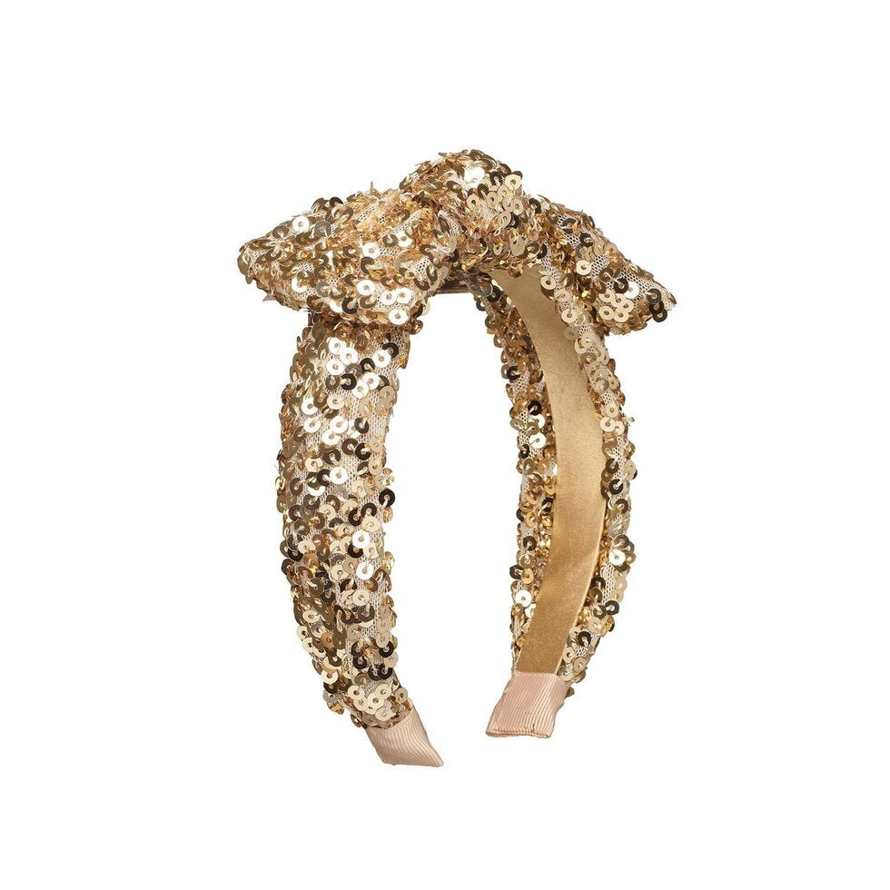 Gold sequin bedazzle bow head