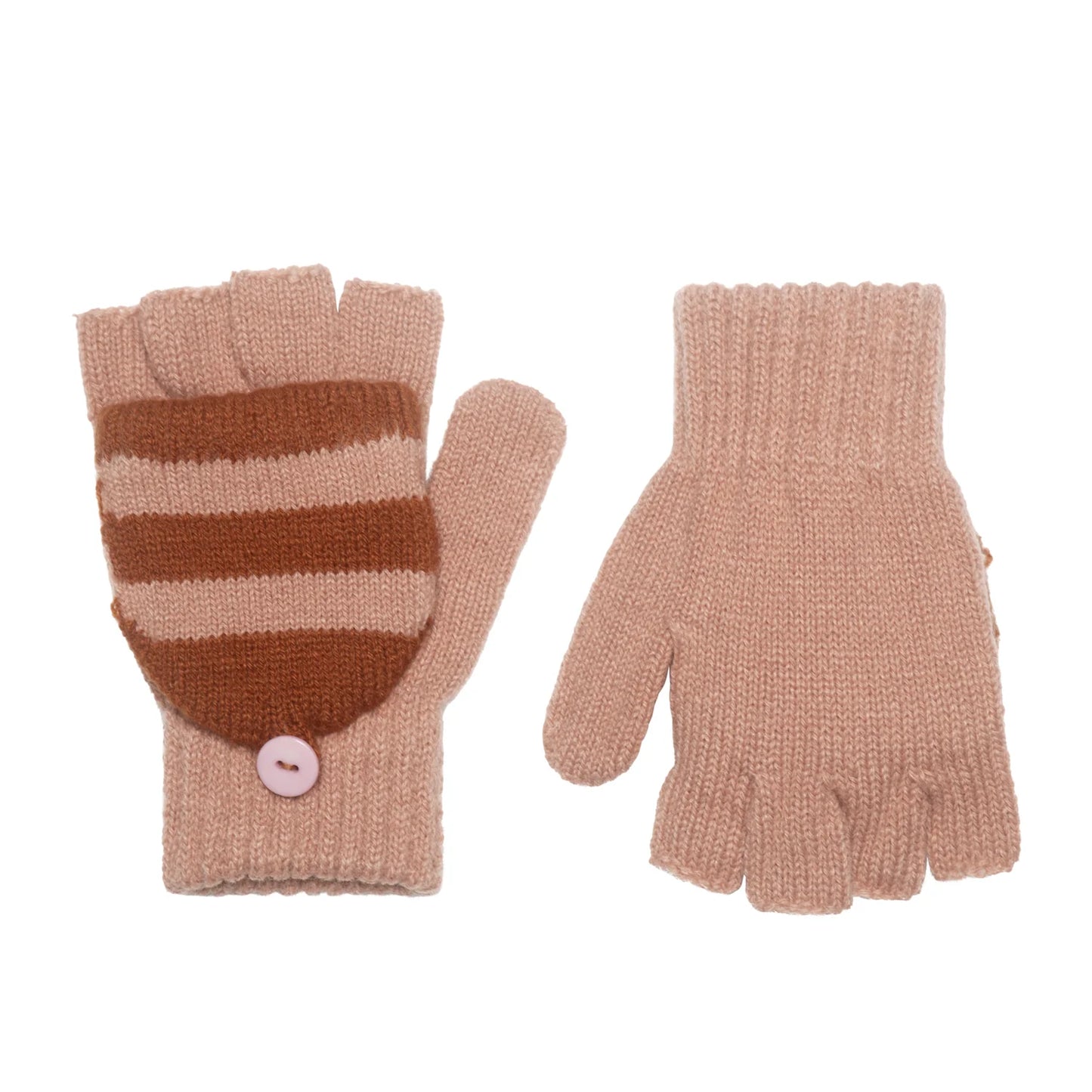 Cosy Striped Knitted Gloves Pink 3-6 Years