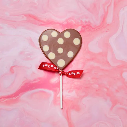 Milk Chocolate Polka Dot Heart Lolly