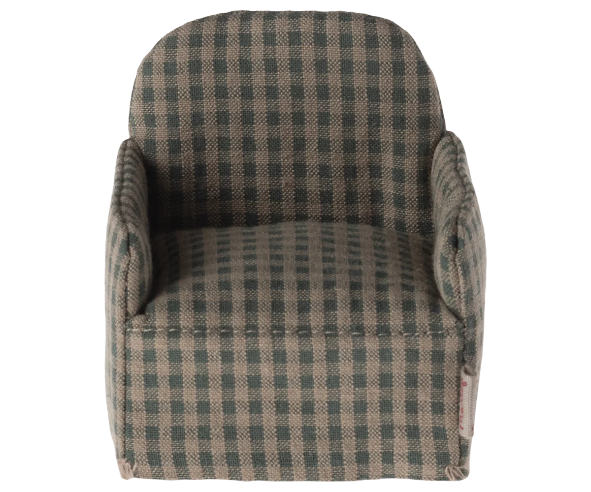 Maileg Chair, Mouse - Green Checker