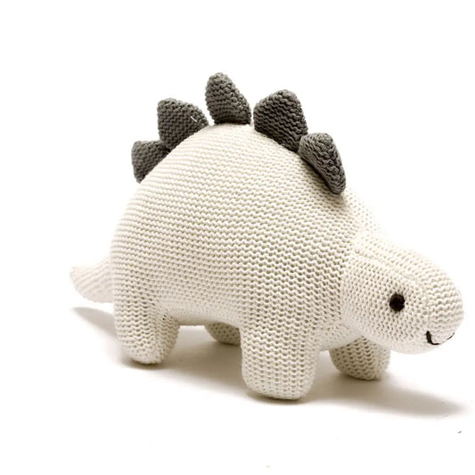 Organic Knitted Dinosaur Rattle - Stegosaurus