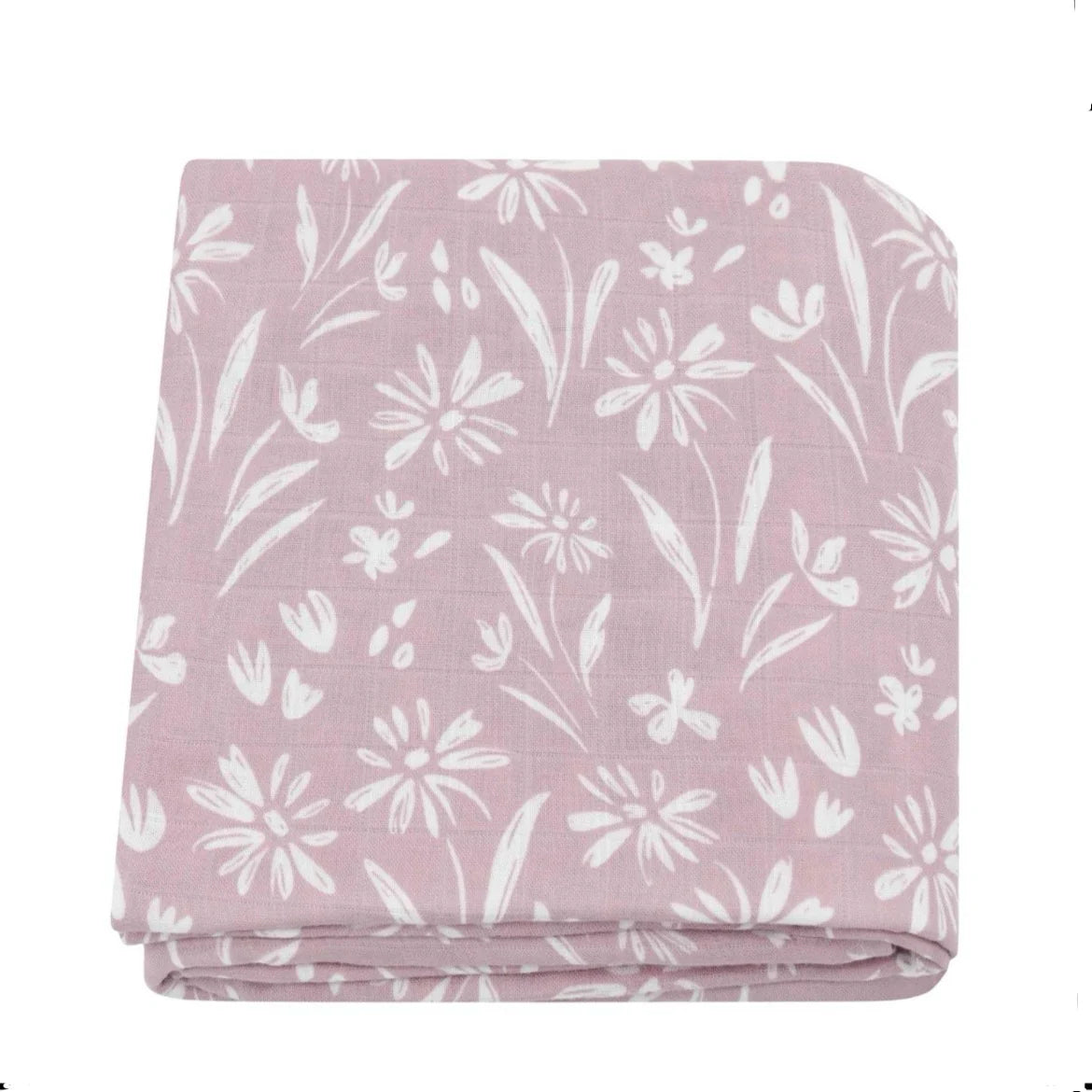 Patterned Rose Bamboo Baby Muslin Swaddle Blanket