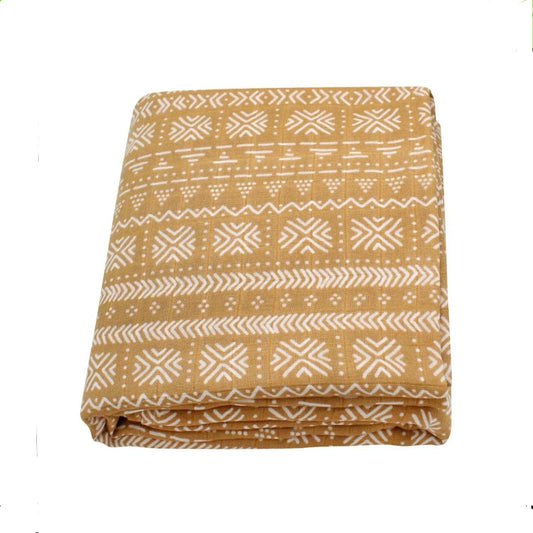 Patterned Mustard Bamboo Baby Muslin Swaddle Blanket