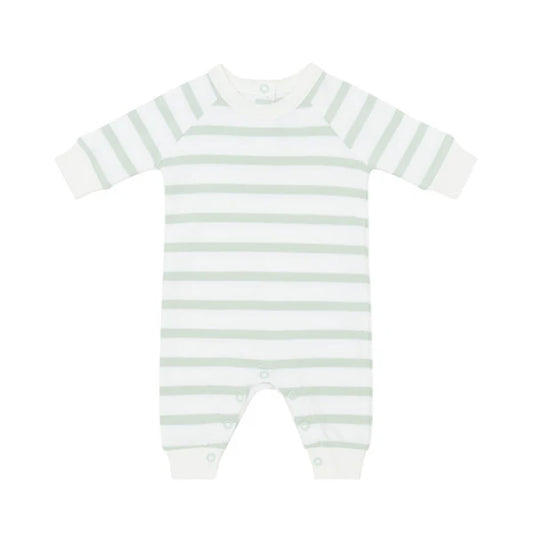 Powder Blue and White Breton Striped All-in-One
