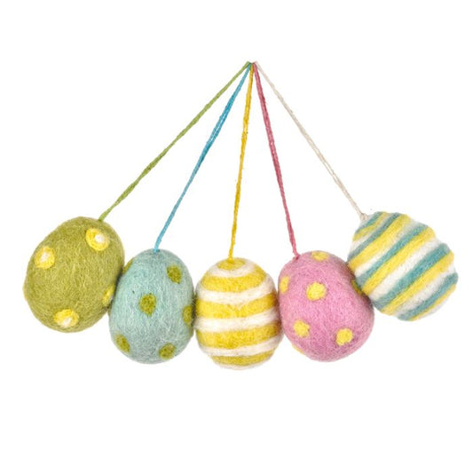 Handmade Felt Hanging Easter Eggs set of 5