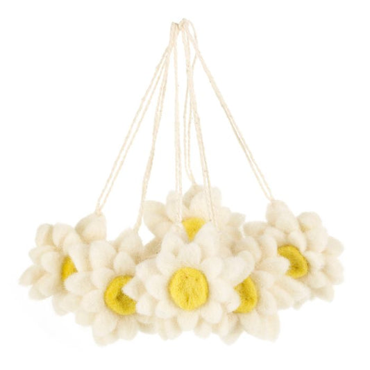 Handmade Felt Hanging Daisies set of 6
