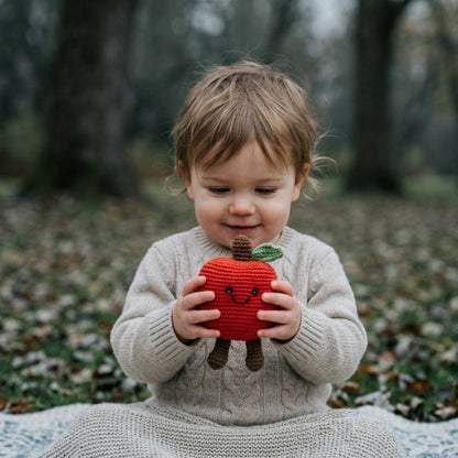 Fair Trade Crochet Red Apple Baby Rattle