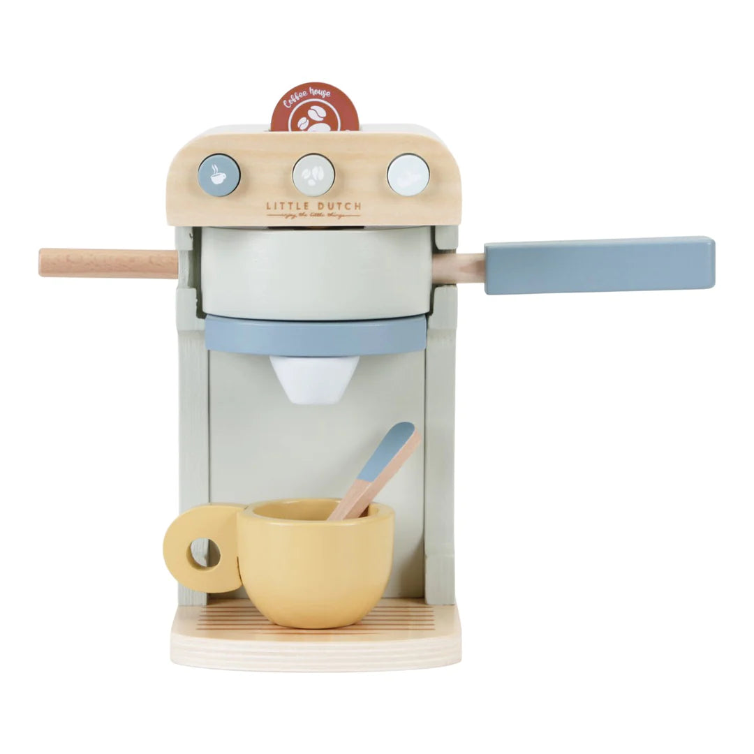 A wooden play coffee machine from Little Dutch