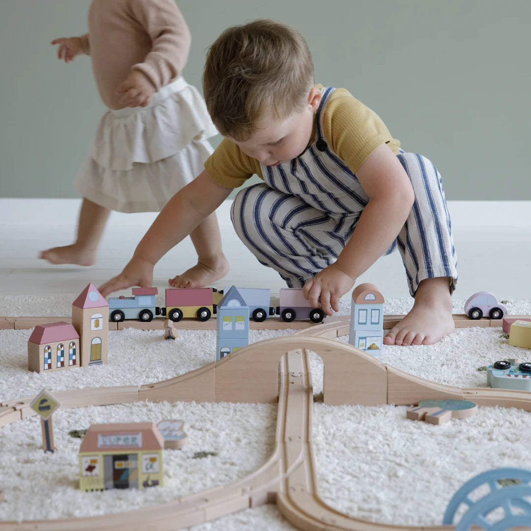 Little Dutch Wooden Train Set being played with