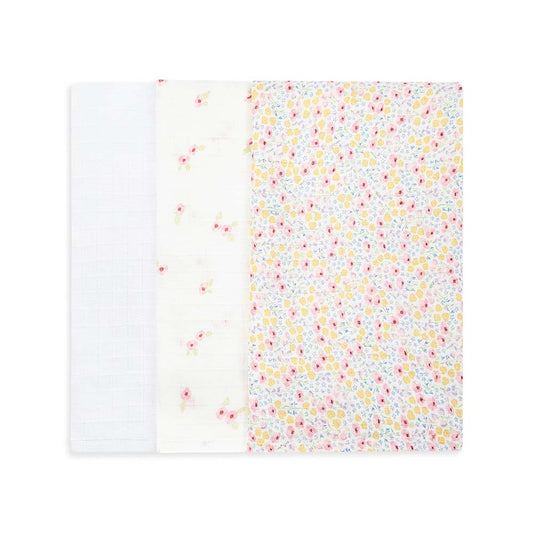 Organic Baby Muslin Squares Set of 3 - Wildflower Garden