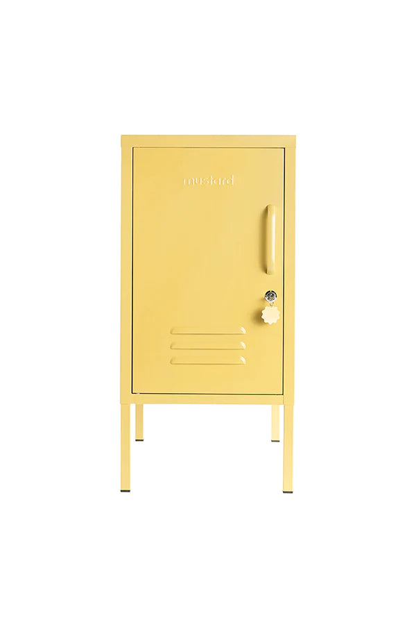 Mustard shorty locker in butter yellow with left opening 