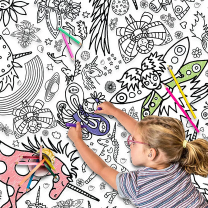Giant colouring in poster/tablecloth - Unicorns and Fairies