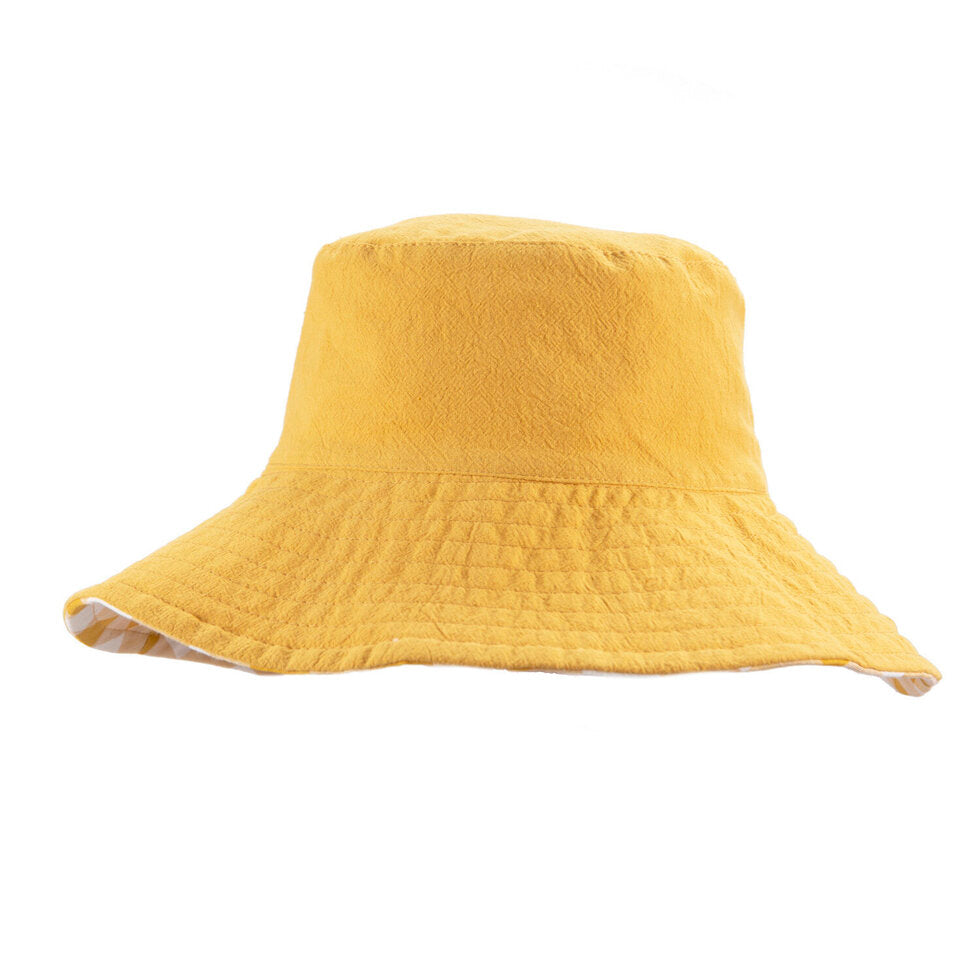 Retro Check Ochre Sun Hat 3-6 years