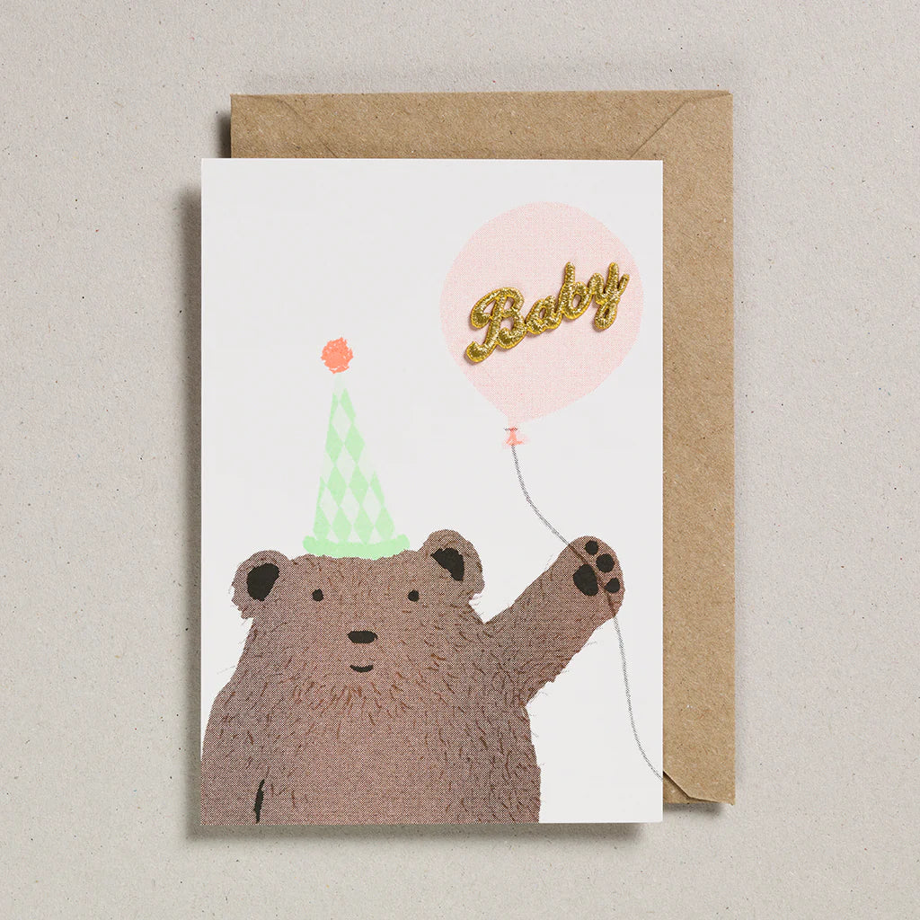 New Baby Card - Bear and Balloon
