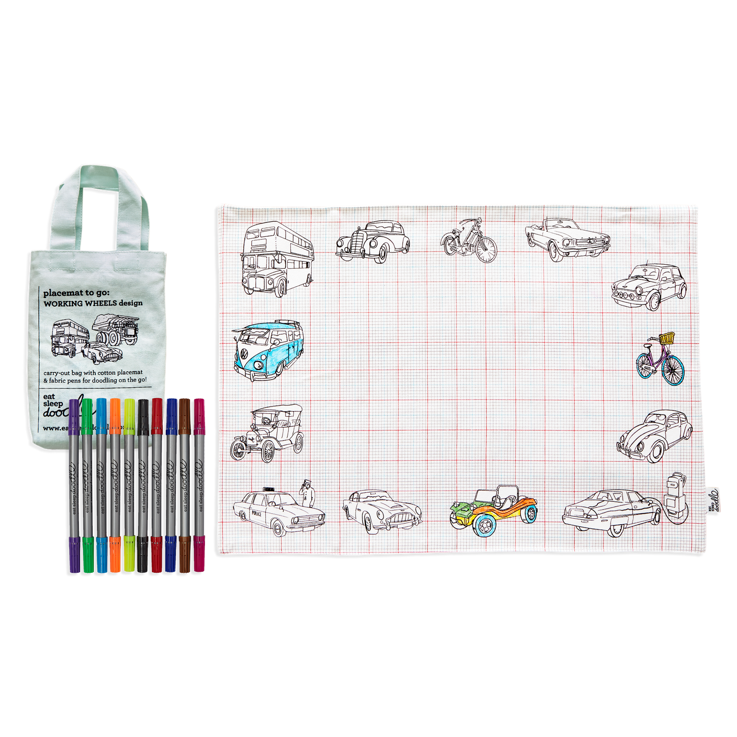 Working Wheels Colouring Placemat
