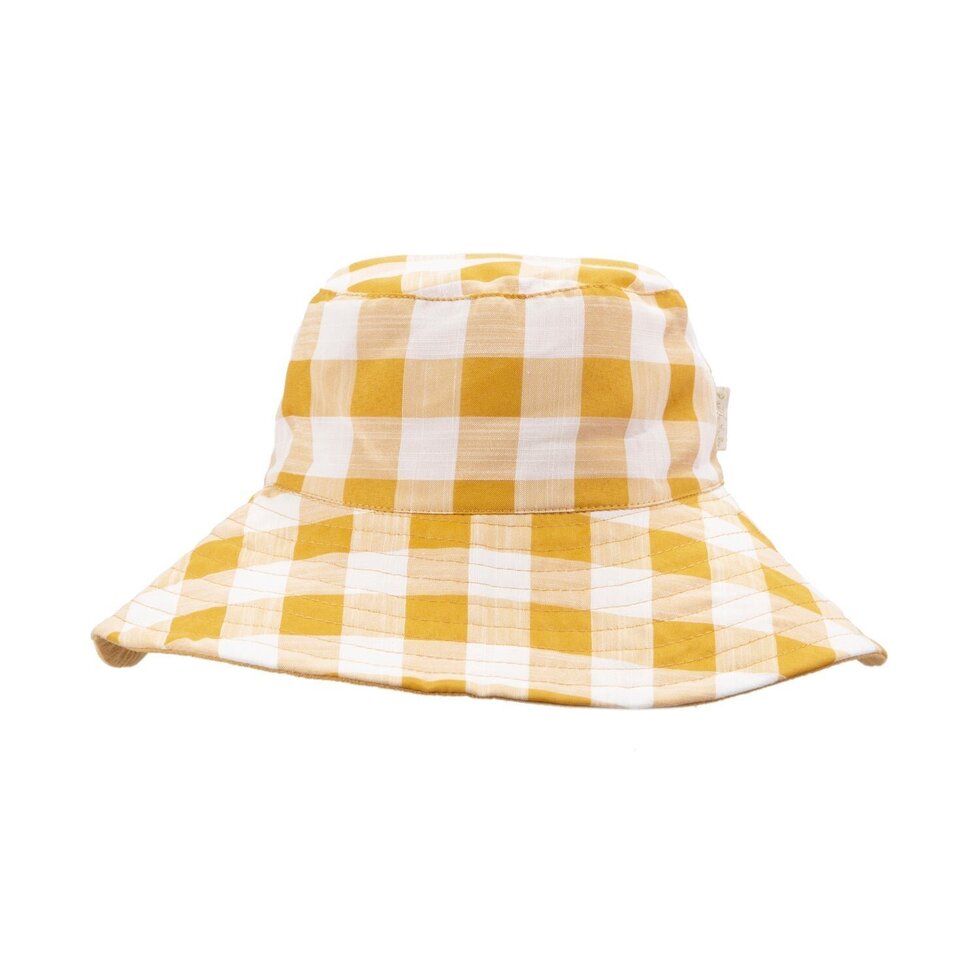 Retro Check Ochre Sun Hat 3-6 years