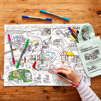 Working Wheels Colouring Placemat