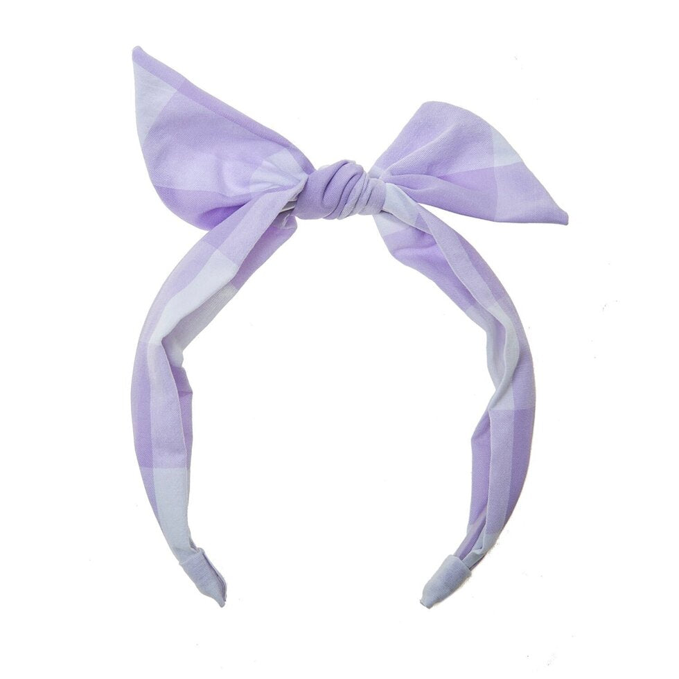 Lilac Checked Tie Headband