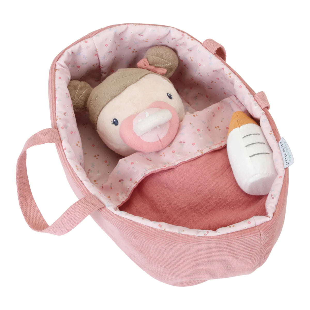 Little Dutch Baby Rosa Doll in carry cot with magnetic dummy and bottle