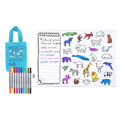 World Map Animals and Sealife Colouring Placemat