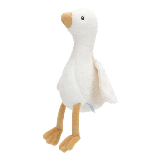 A white cuddly little goose with a yellow velvet beak, legs and feet by Little Dutch