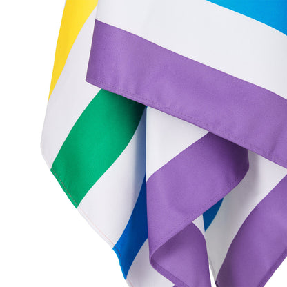 rainbow striped cabana towel from dock and bay