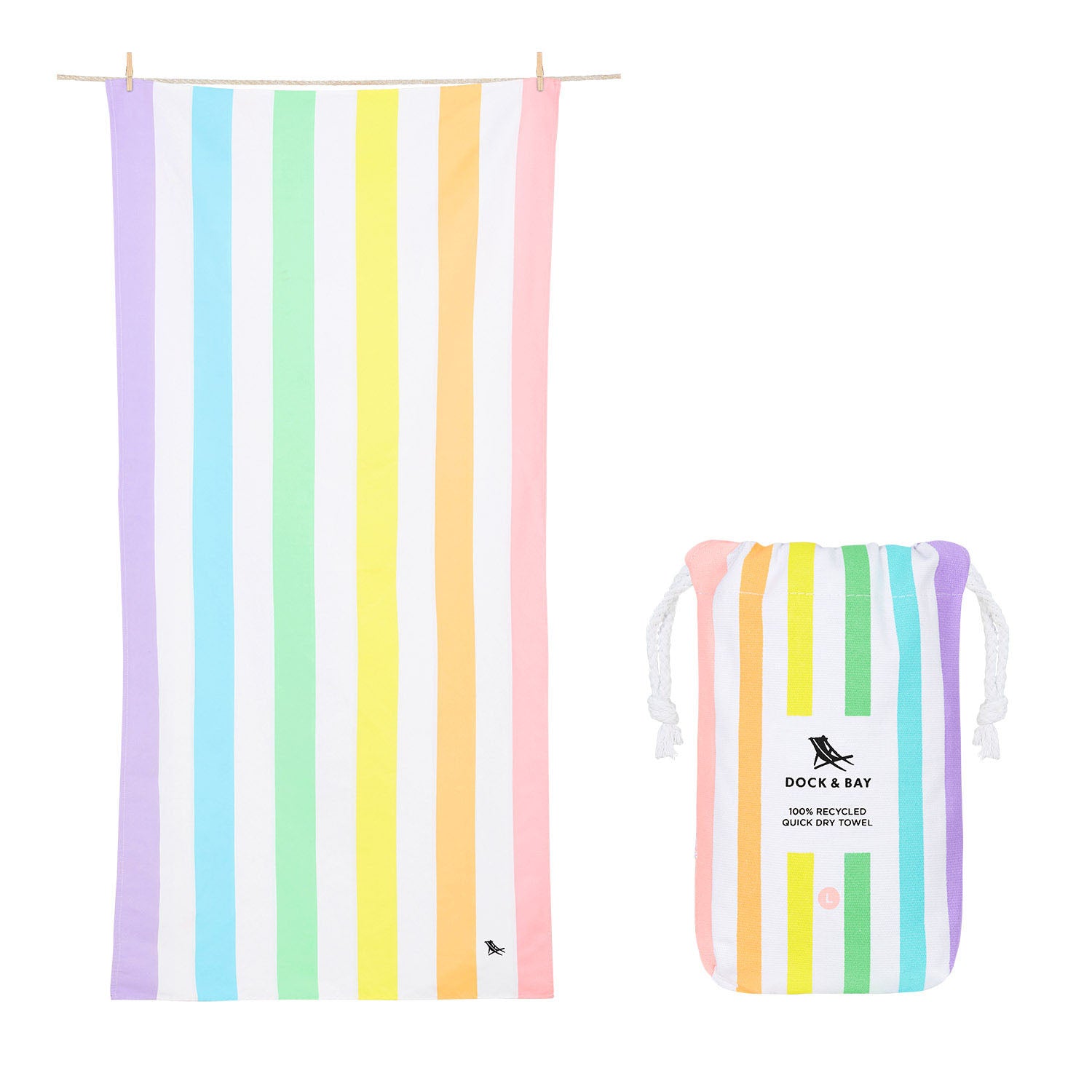 pastel rainbow striped cabana towel from dock and bay