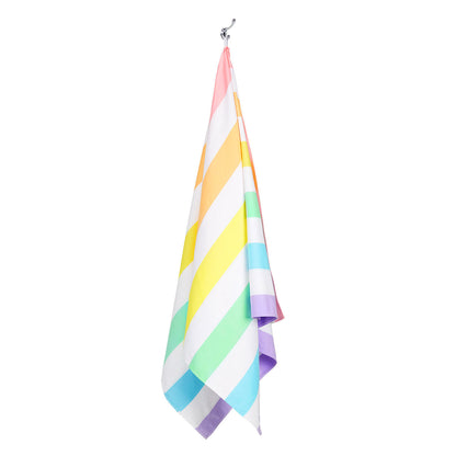pastel rainbow striped cabana towel from dock and bay