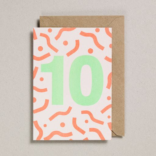 Orange and Green Number Card (ages 1-10)