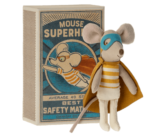 Maileg Super Hero Little Brother Mouse in a Matchbox