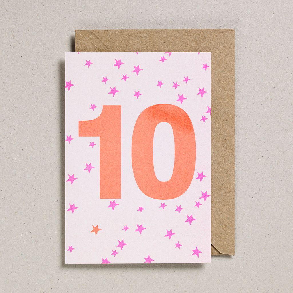 Orange and Pink Number Card (ages 1-10)