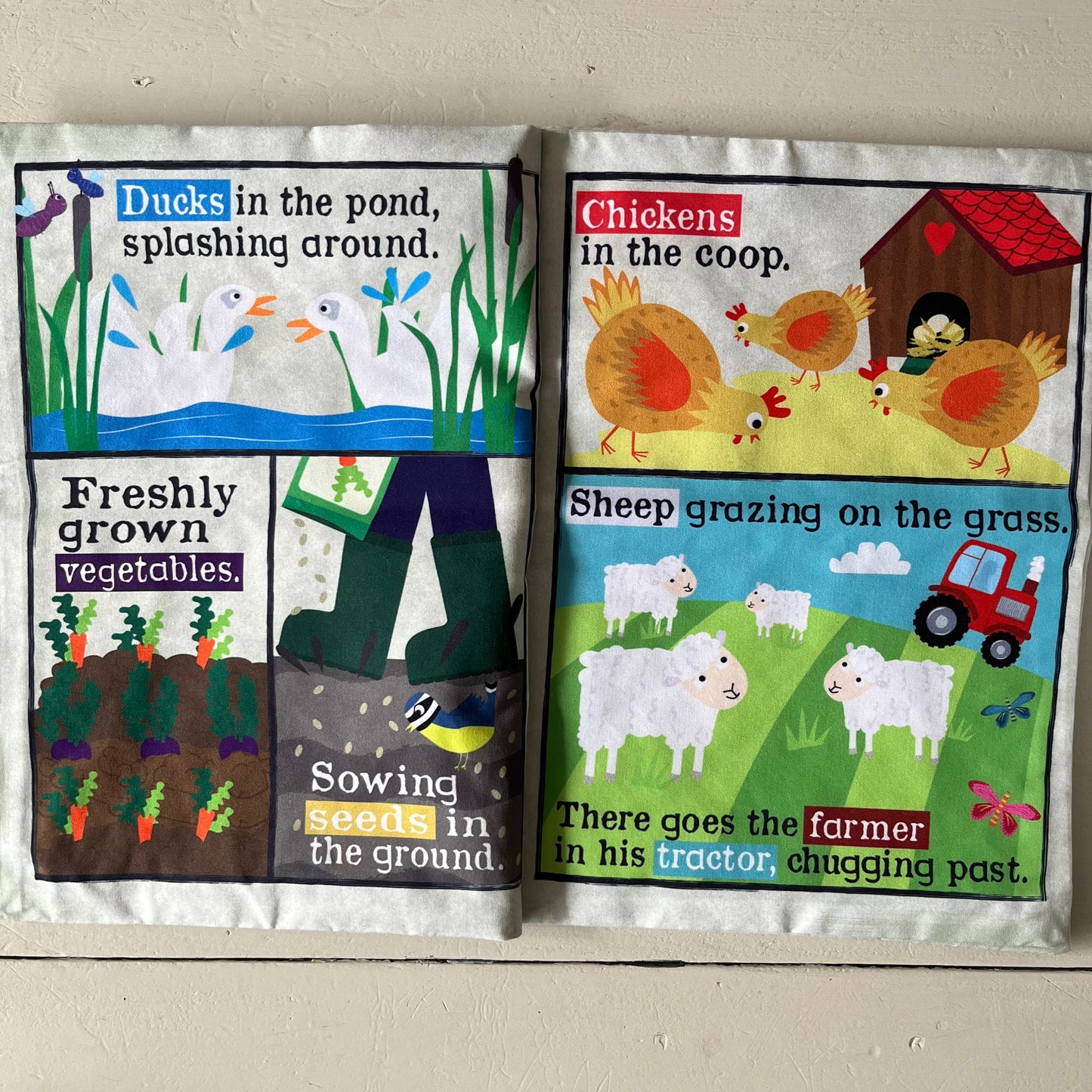 Nursery Times Crinkly Newspaper Cloth Book - Farm Animals