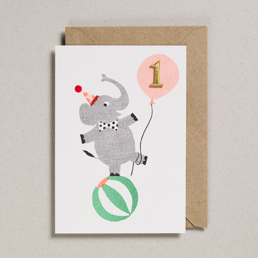 Confetti Pets Age 1 Elephant Card